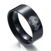 Ocelový prsten Batman stříbrné Logo Classic - černý | Velikost 10