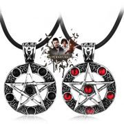 náhrdelník Supernatural (Lovci duchů) - pentagram | černá, červená