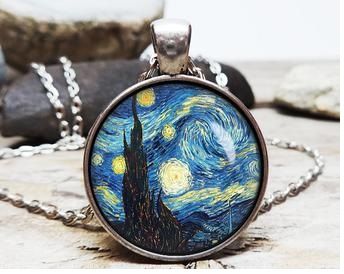 řetízek Vincent van Gogh Hvězdná noc - stříbrný