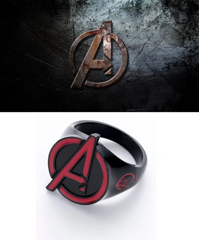 Černý pečetní prsten Avengers Logo ADONA