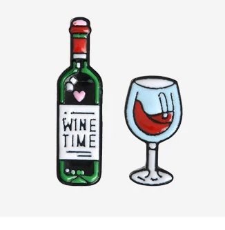 odznak WINE TIME čas na víno - láhev a sklenka /set