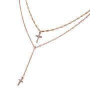Dlouhý náhrdelník dvojitý řetízek s křížky
