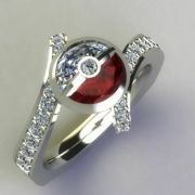 Pokémon prsten trenéra Pokéball se zirkonem | Velikost 6, Velikost 7