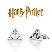 ocelové náušnice Harry Potter Relikvie smrti | stříbrné, černé