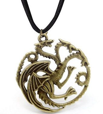 náhrdelník Targaryen Sigil Hra o trůny (Game of Thrones) - bronzový - šňůrka