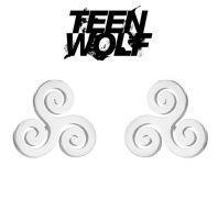 ocelové náušnice Teen Wolf Triskelion | stříbrné, černé