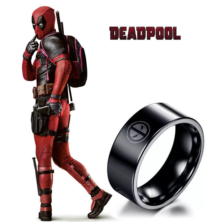 ocelový prsten Deadpool černý Beisteel