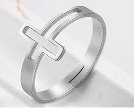 ocelový prsten kříž vykrojený Beisteel