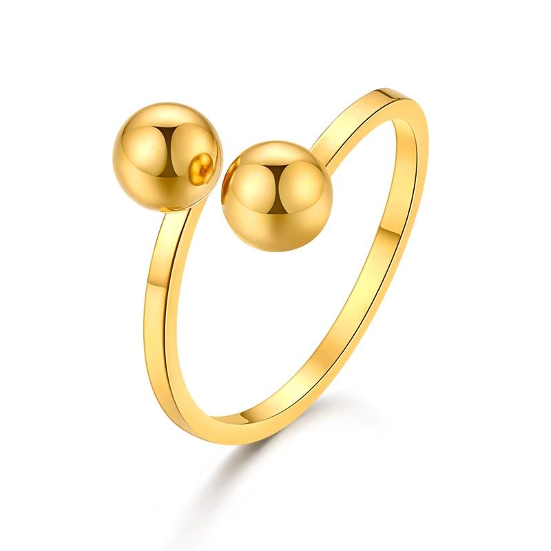 ocelový prsten kuličky - Velikost 7 zlatý Sasona