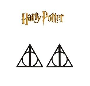 ocelové náušnice Harry Potter Relikvie smrti - černé