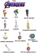 stříbřený korálek na náramek Avengers | Black Widow, obloukový reaktor, Scarlet Witch, štít Captain America