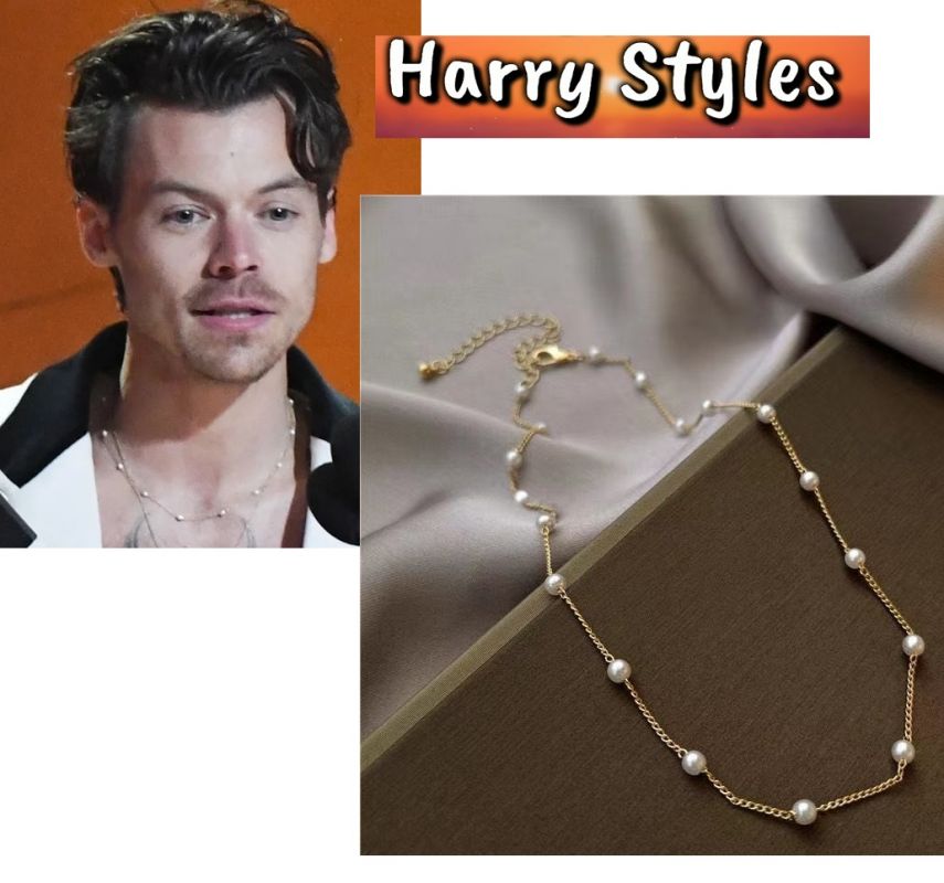 perlový řetízek Harry Styles