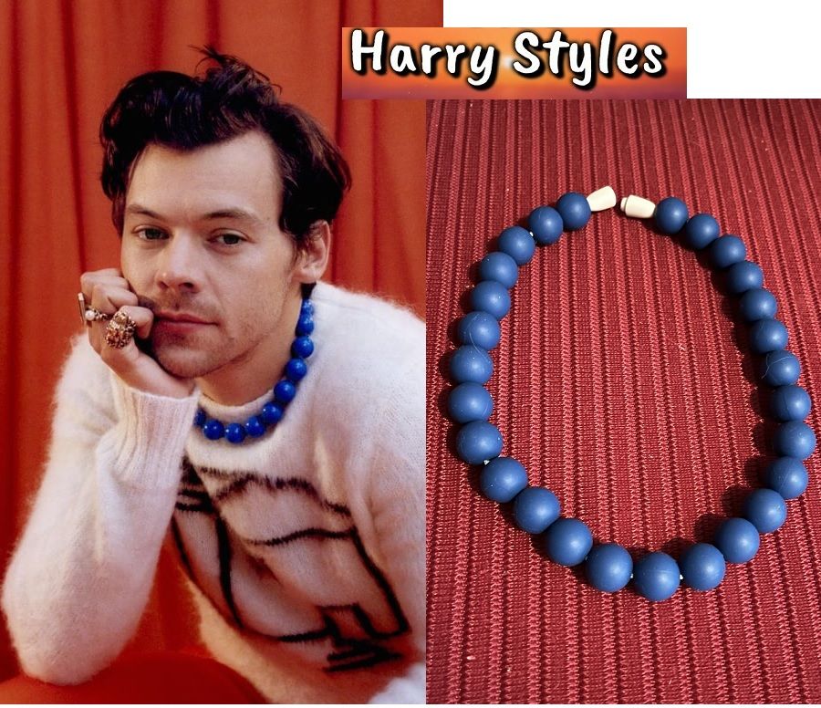 barevné korále Harry Styles - modré