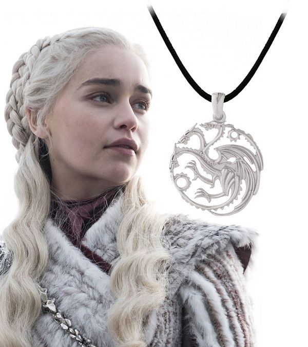 náhrdelník Targaryen Sigil Hra o trůny (Game of Thrones) - stříbrný - šňůrka