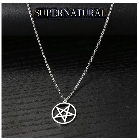 Ocelový řetízek Supernatural (Lovci duchů) pentagram
