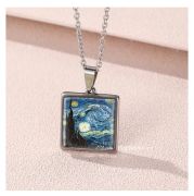 ocelový náhrdelník Vincent van Gogh - Hvězdná noc nad Rhonou