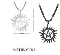 Pánský ocelový náhrdelník Supernatural (Lovci duchů) Tattoo | černý, stříbrný