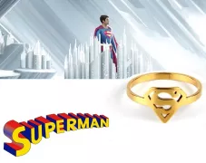 DC Comics ocelový prsten Superman zlacený | Velikost 7, Velikost 8, Velikost 9, Velikost 10, Velikost 11