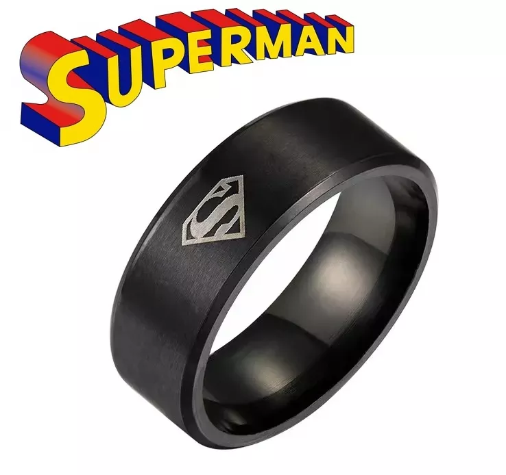 ocelový prsten Superman Logo - černý