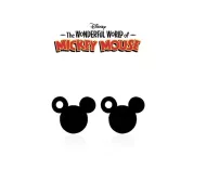 ocelové náušnice Mickey Mouse s dírkou v oušku | černé, stříbrné