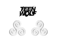 ocelové náušnice Teen Wolf Triskelion | stříbrné, černé