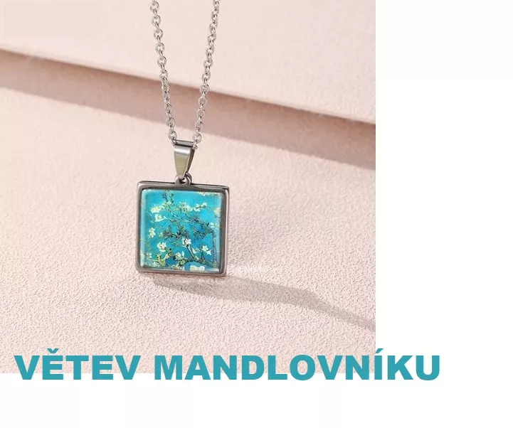 ocelový náhrdelník Vincent van Gogh - větev mandlovníku