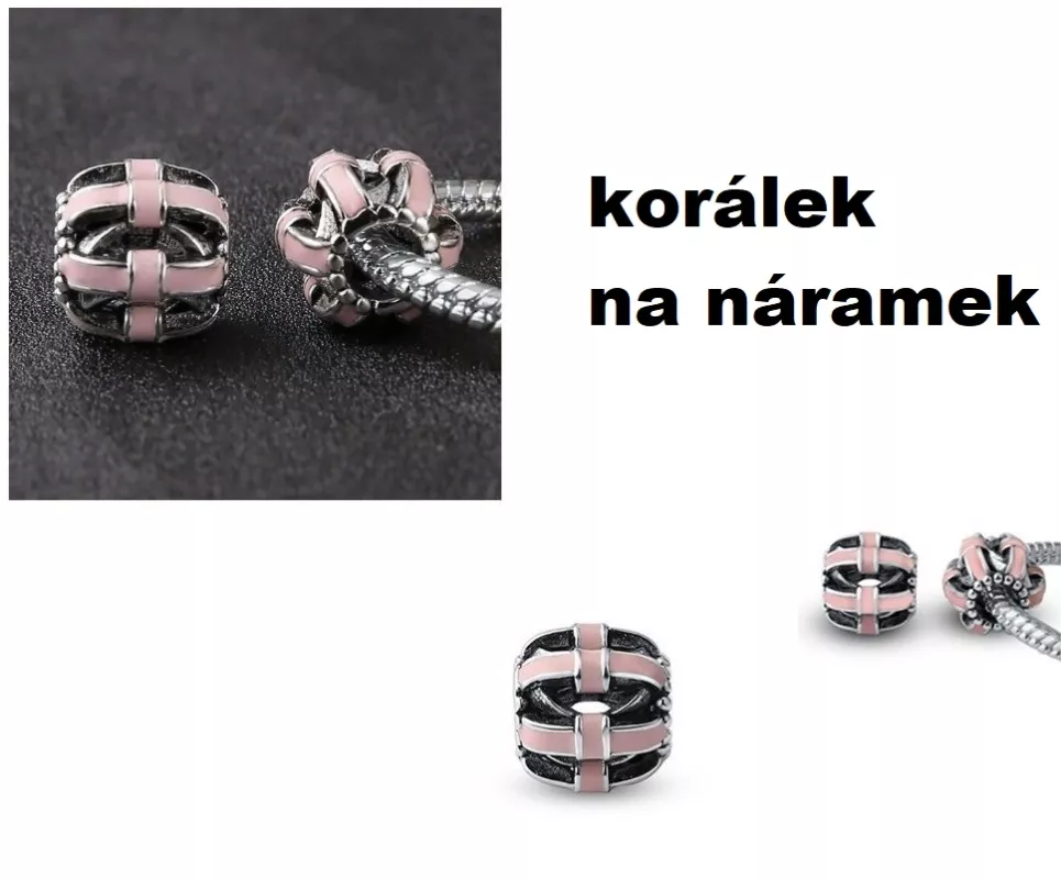 Perforovaný přívěsek na náramek růžový Missore