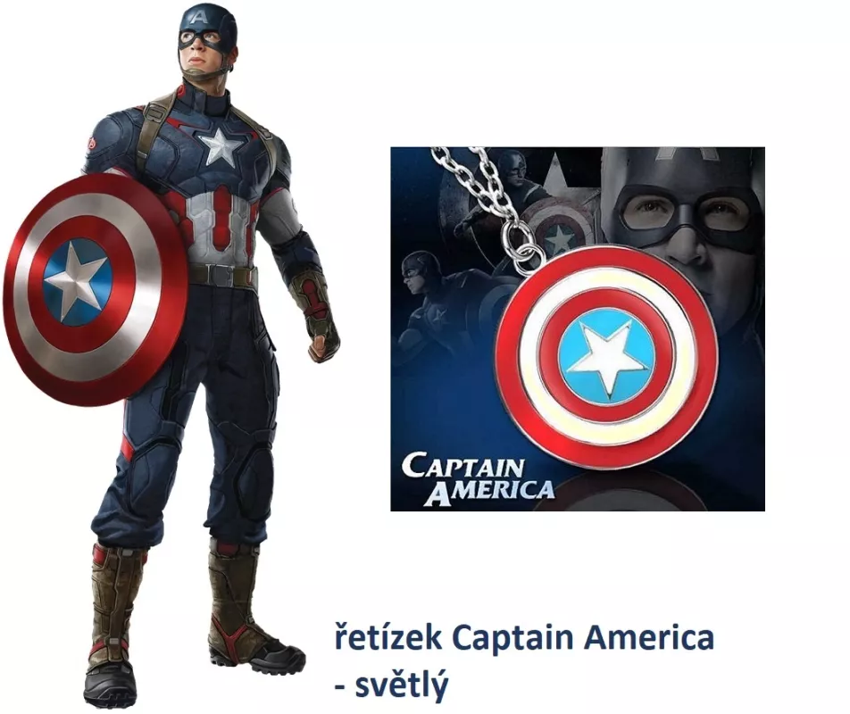 řetízek Kapitán Amerika Štít - světlý