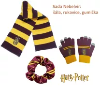 Sada Harry Potter Nebelvír: rukavice, šála a gumička