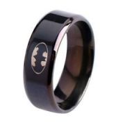 ocelový prsten Batman Logo - černý | Velikost 6, Velikost 7, Velikost 8, Velikost 9, Velikost 10, Velikost 11