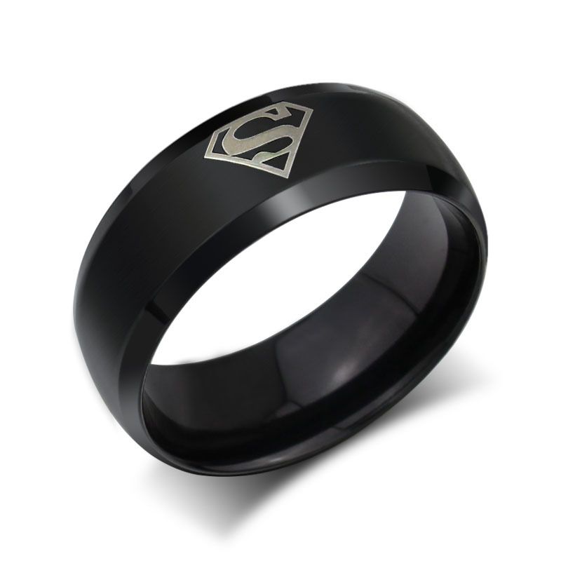 ocelový prsten Superman Logo - černý