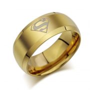 ocelový prsten Superman Logo - zlatý | Velikost 7