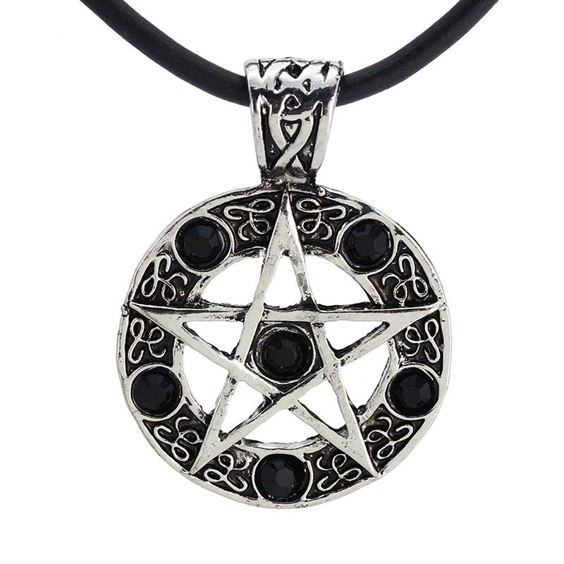 náhrdelník Supernatural (Lovci duchů) - pentagram - černá
